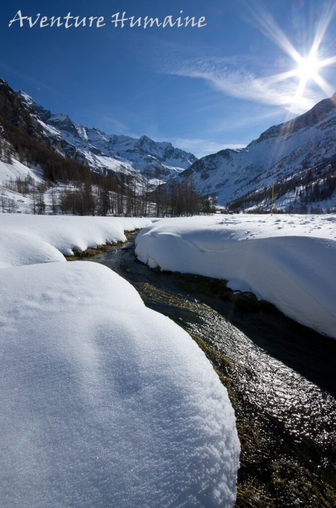 sortie raquettes dans le vallon de peisey en Vanoise