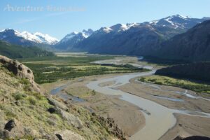 La vallée de Chalten, rio electrico, sur le trek du Fitz Roy