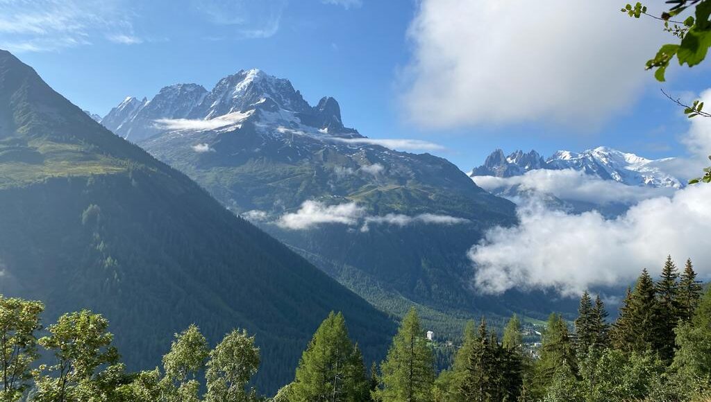 Paysage avec l'aiguille verte (vallée de chamonix), dans la randonnée qui monte au lac Blanc